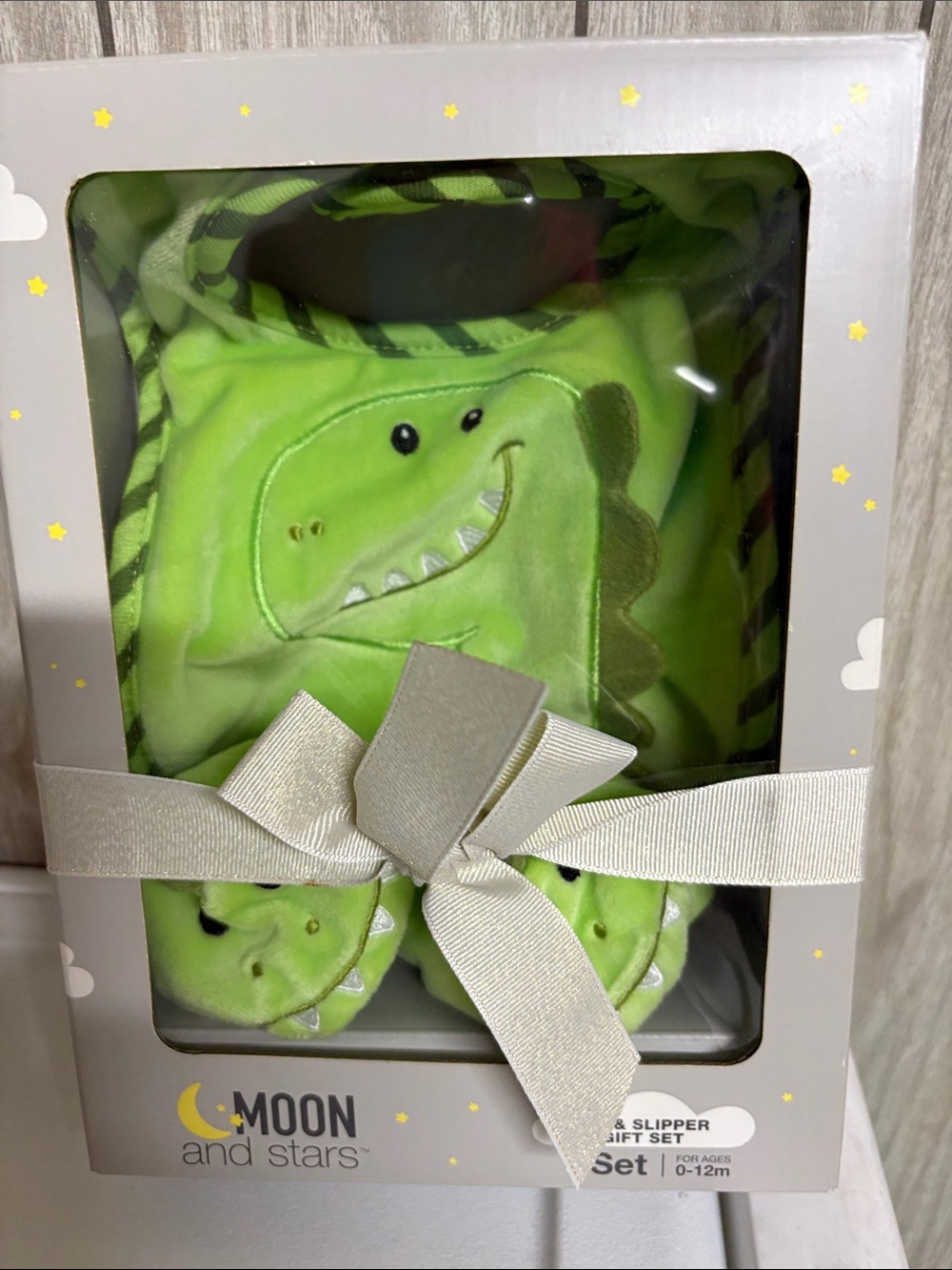 Green Dino Baby Bib & Slipper Set